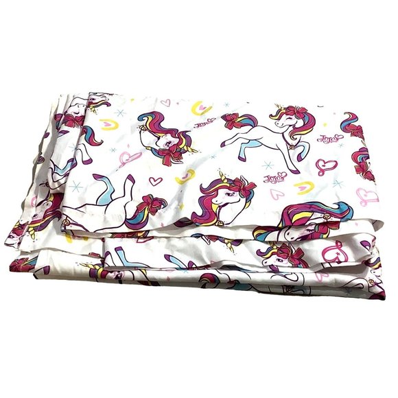 JoJo Siwa Unicorn Twin Flat Sheet Rainbow Hearts 66" x 96" Dream Crazy - Picture 2 of 8
